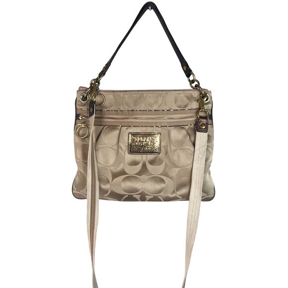 Coach Poppy beautiful tan and Cream gold crossbody shoulder bag - Picture 3 of 12
